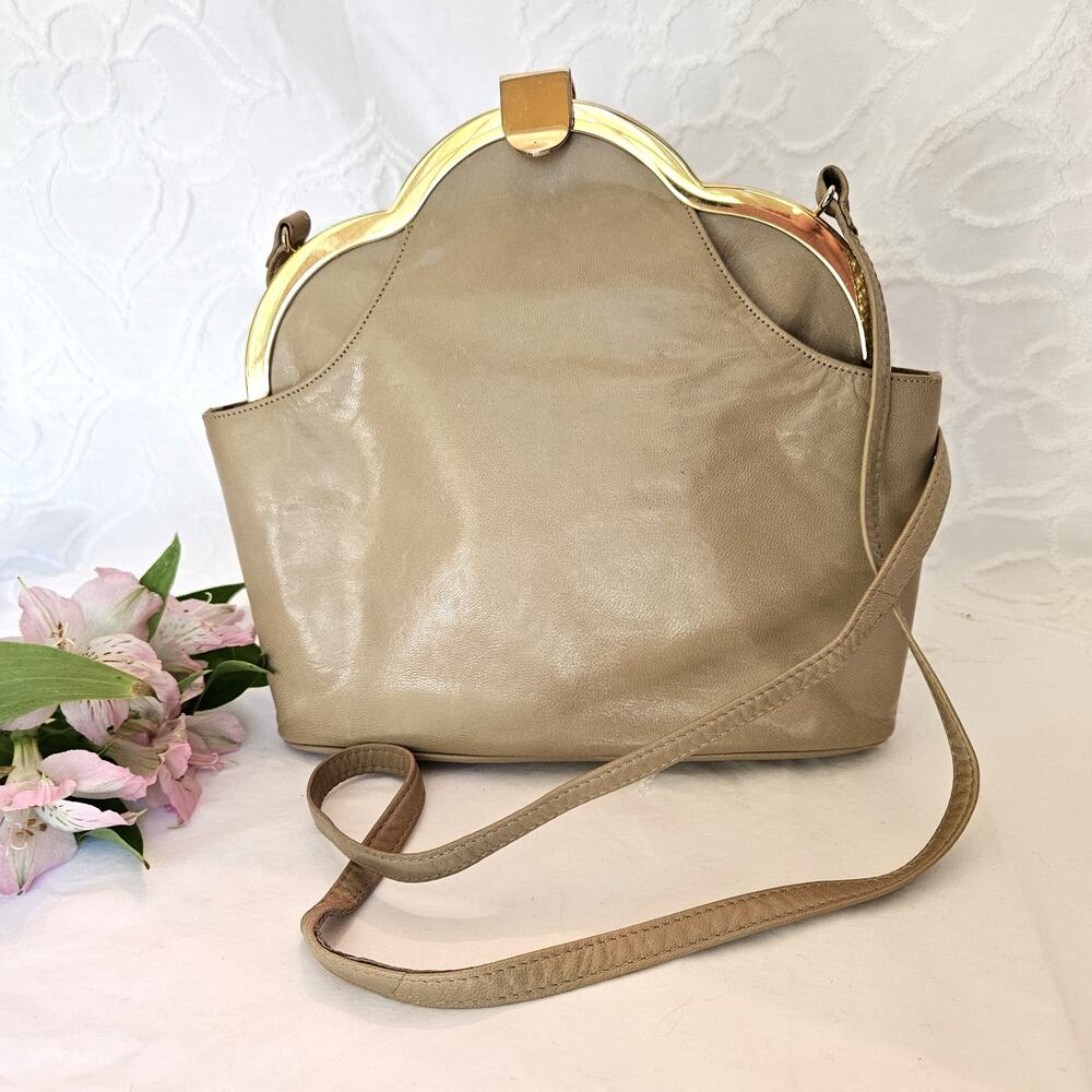VTG Charles Jourdan Paris Leather Frame Crossbody Purse